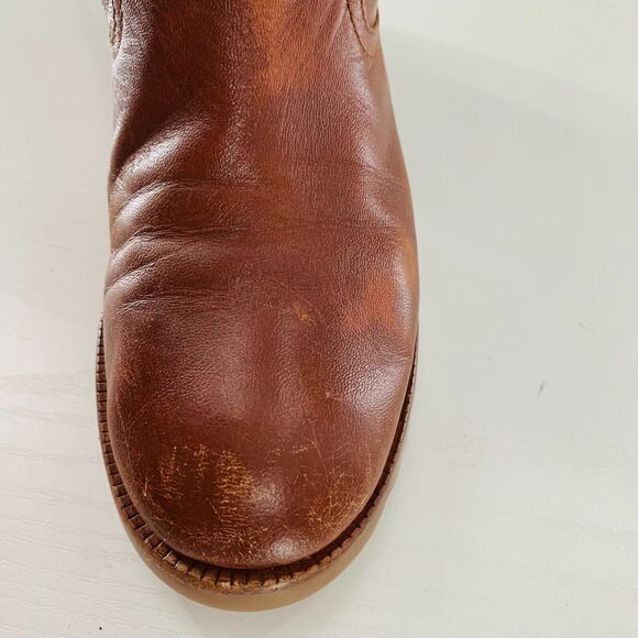 Michael KORS Leather Biker Round Toe Boot Brown 8 Distress Imperfect No Marking - Picture 5 of 16